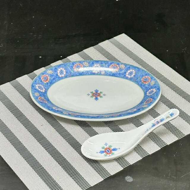 美濃焼 青華唐草 楕円餃子皿 19.5cm 餃子皿 取り皿 中皿 和食器 日本製