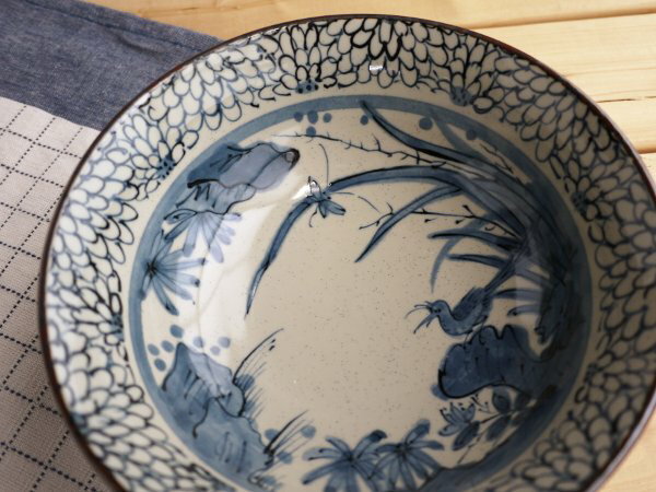 美濃焼/ギフト対象外　古染花鳥ラーメン【径19.5x高7cm】【Bowl,noodle,made in japan】【bloom-plus】