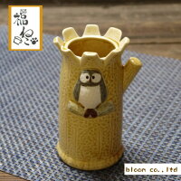 美濃焼 ふくろうマルチスタンド 黄【7x8.5cm】【フクロウ ふくろう owl 花瓶 ペン立て 美濃焼 黄 yellow】【かわいい,癒し,3色】【bloom-plus】