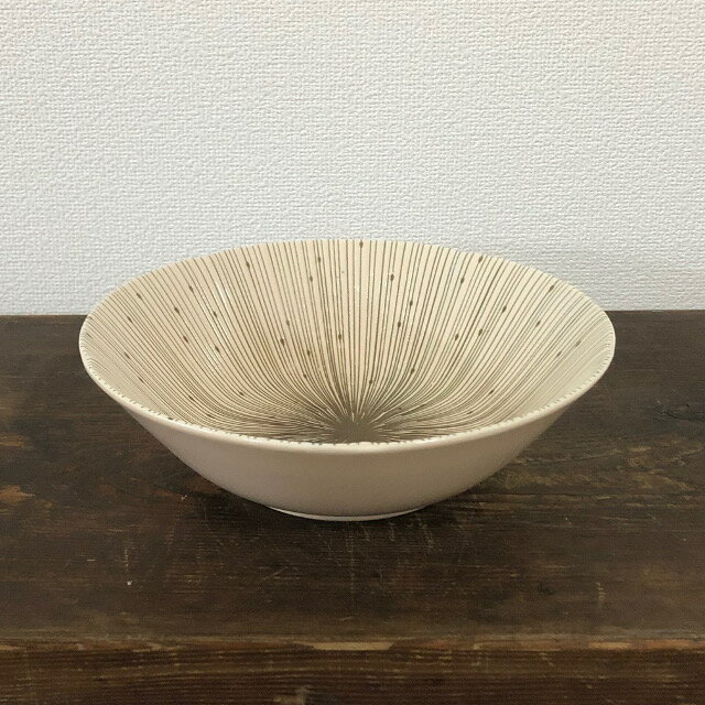 美濃焼 単売 ギフト対象外千段十草 7寸盛鉢 21x6.5cm ベージュ線段 十草 とくさ ベージュ 美濃焼 食器 ..