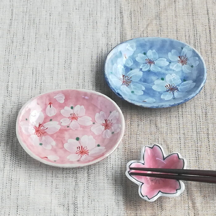Mino Ware - 美濃焼 やよい花 楕円小皿【10.5x8.5x高1.0cm】 風花 花凛 ブルーム