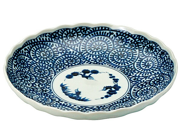 美濃焼 和食器 染付たこ唐草 大皿 23cm パスタ風花 花凛 ブルーム