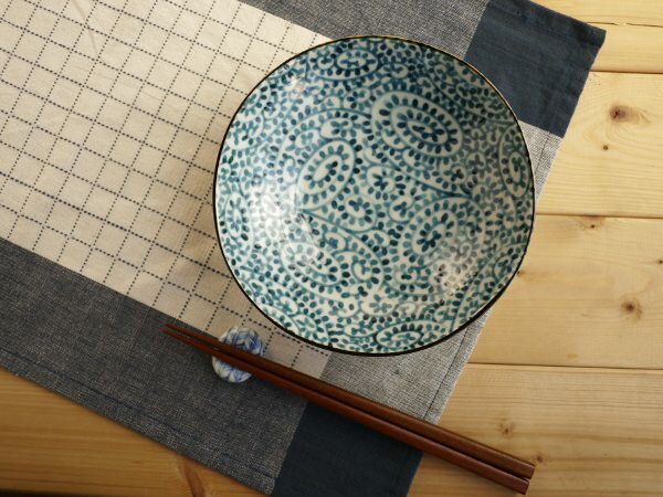 【単品】染付煮物鉢 タコ唐草 【径17cmx高5cm】 和食器 55浅鉢 ブルーム 青風 2