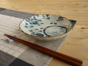 【単品】染付中皿 丸紋山水 径16.5x高3.5cm 和食器 5寸皿 取皿 ブルーム 青風出番の多い大きさの皿