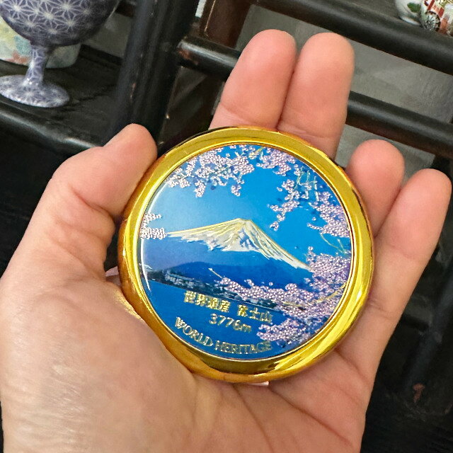 新彫金　コンパクトミラー　富士山かわいい おしゃれ 日本の景色 日本土産