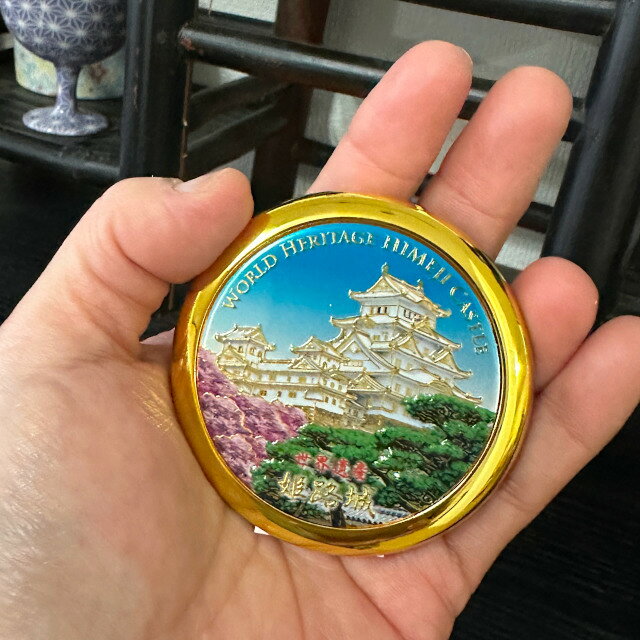 新彫金　コンパクトミラー新姫路城かわいい おしゃれ 日本の景色 日本土産