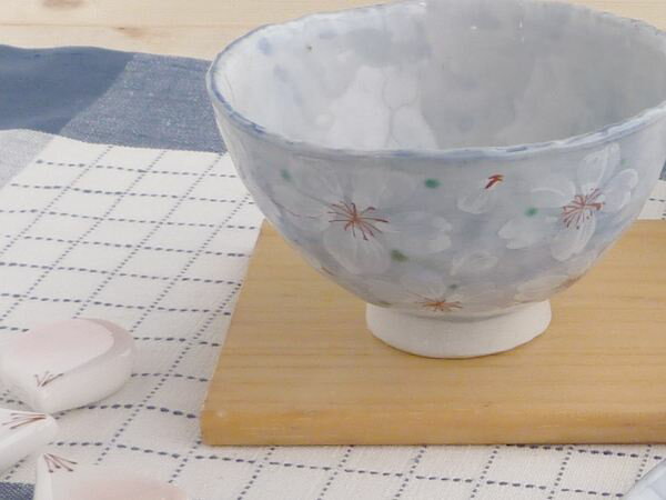 アウトレット 美濃焼 やよい花 茶碗 ブルー 11cm径11x高6.5cm 桜 さくら 飯碗 食器...