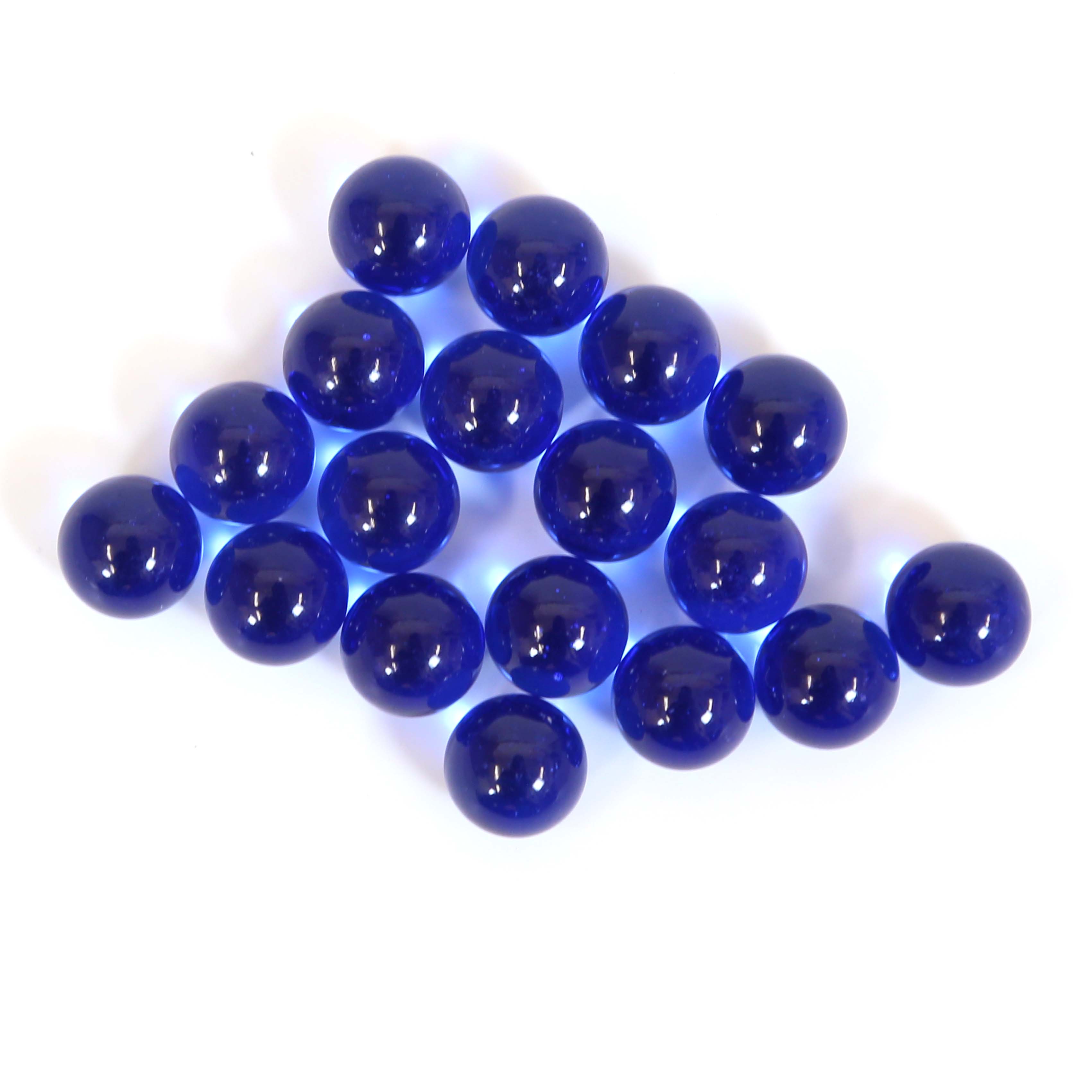 ブルー色のビー玉（幅 約15mmサイズ）18個セット（ガラス製）