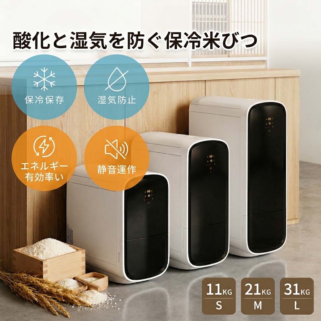Rakuten - 【 1年保証 】 SaiEL 保冷米びつ ライスクーラー 米冷蔵庫 米保存容器 10kg / 20kg / 30kg スリム おしゃれ 保冷ライスストッカー 1合計量 鮮度保持 酸化防止 防虫対策 鮮度保持 静音 省エネ 大容量 オシャレ 高級感 日数計算付き 米保存容器 キッチン収納 コンパクト 白米
