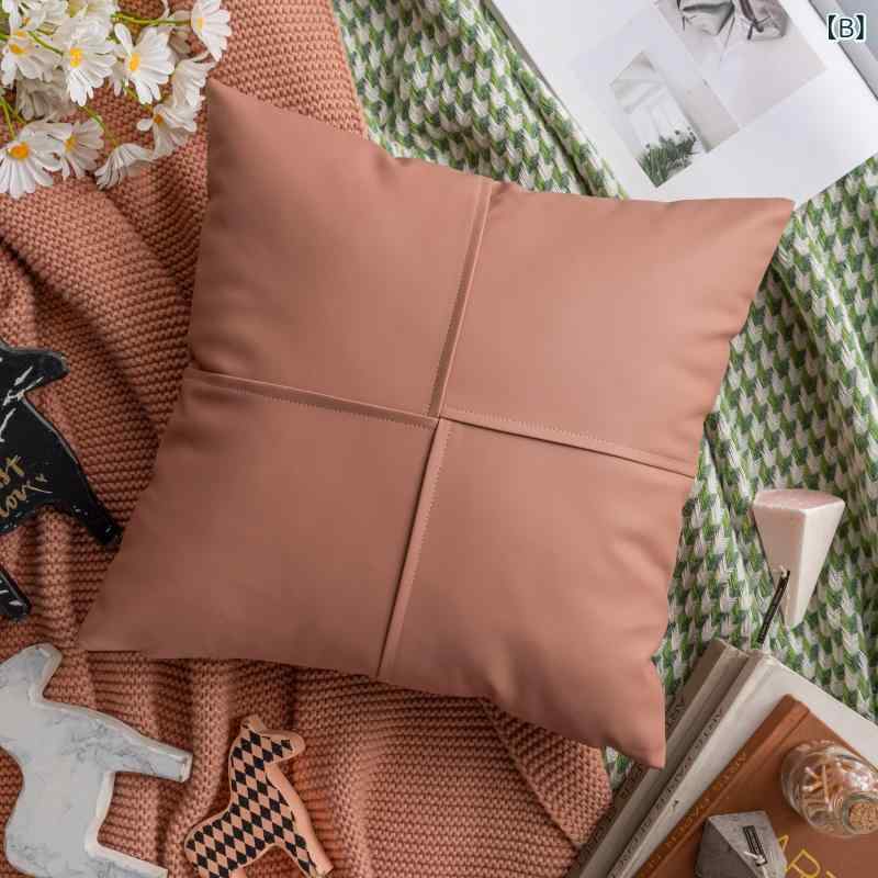 クッションカバー レディース ラブリー ハート 刺繍 PUレザー 切り替え ピンク 北欧風 45cm 45cm ソファ 背当て ベッド 枕カバー おしゃれ かわいい 雑貨 小物 bloomelier-10497120 bloomelier サンプル画像3