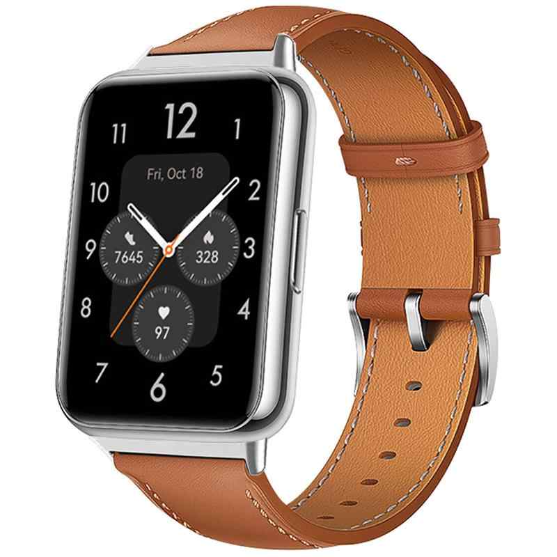 [Miimall] 가죽 밴드 대응 HUAWEI WATCH Fit 2 가죽 밴드 가죽 Huawei Watch Fit 2 용 교환 밴드 경량 비즈니스 고급 화웨이 시계 Fit 2 밴드 / 벨트 (브라운)
