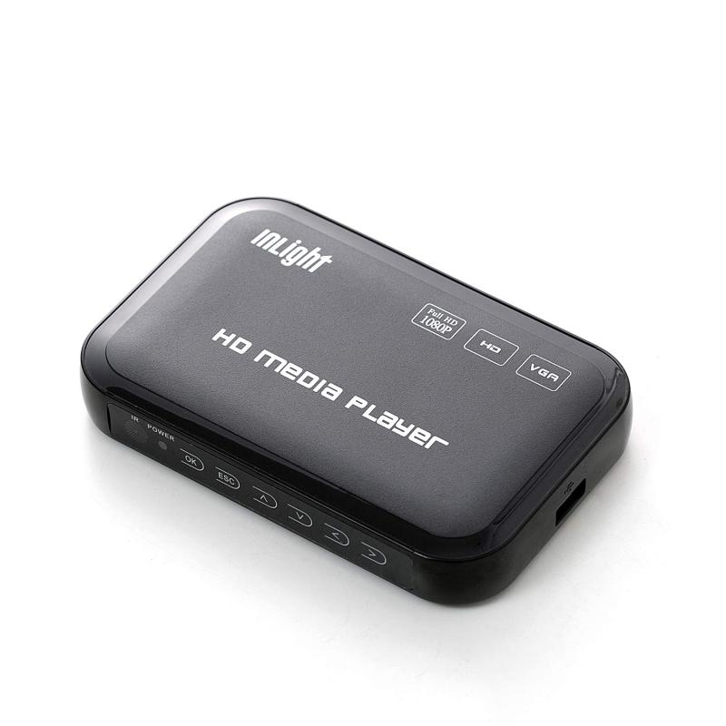 InLight メディアプレーヤー HDMI/VGA出力USB/OTG/SD/AV/TV/AVI/RMVB/MKV/FLV フルHD 1080P対応 再生マルチ出力