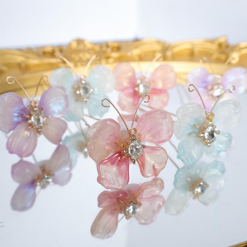 ・カテゴリ: ヘアアクセサリー・スタイル: 復古・素材: 合金・対象: 女性・モチーフ: 花・カラー展開: ピンク、ブルー、パープル
