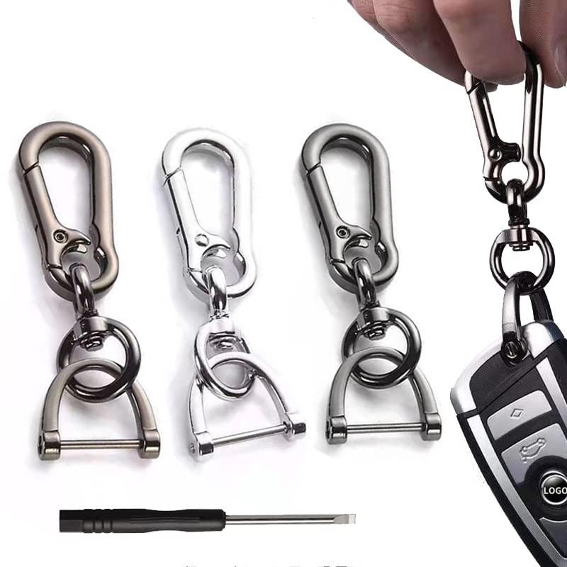 [BetterJonny] 3個セット車キーホルダー キーリング, 亜鉛合金Dリングキーチェーン 鍵 キーホルダーお..