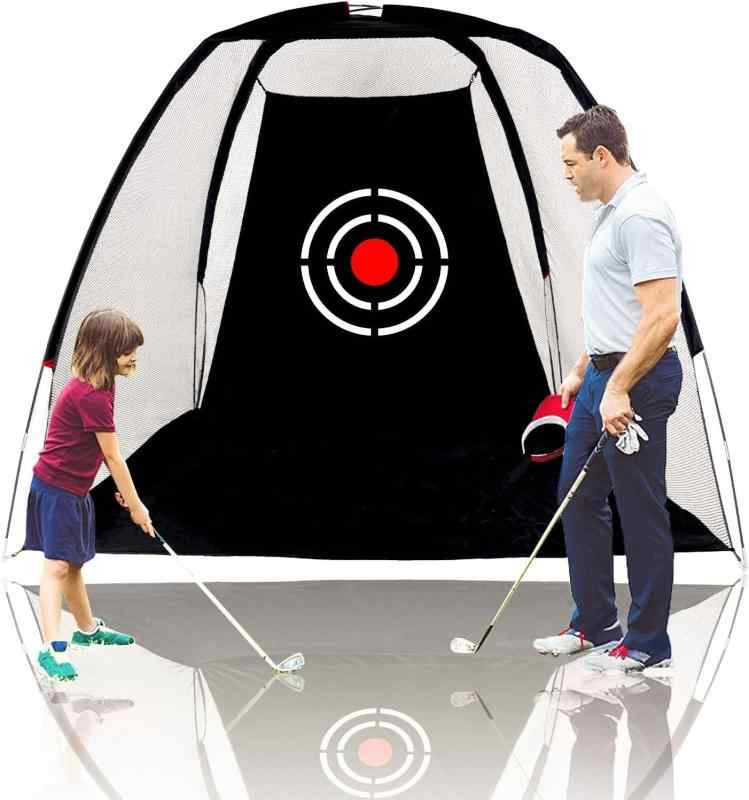 ゴルフ用練習ネット ゴルフネット 青少年 子供 トレーニング アプローチ 練習 ダブルサイド 組み立て簡単 持ち運びに便利 キャリングケース 屋内 屋外 芝生 裏庭 グラスファイバー テトロン