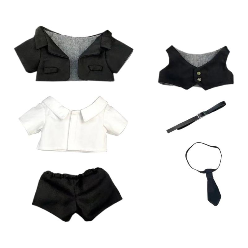 20cm ぬいぐるみ 服 スーツ 上着 白シャツ 半ズボン ベスト ネクタイ ベルト 着せ替え 綿人形服