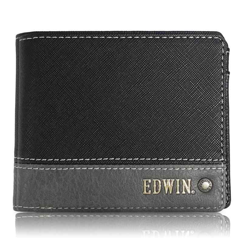 [エドウィン] 二つ折り財布 合皮 小銭収納 紙幣収納 カード収納 エンボス ステッチ リベット