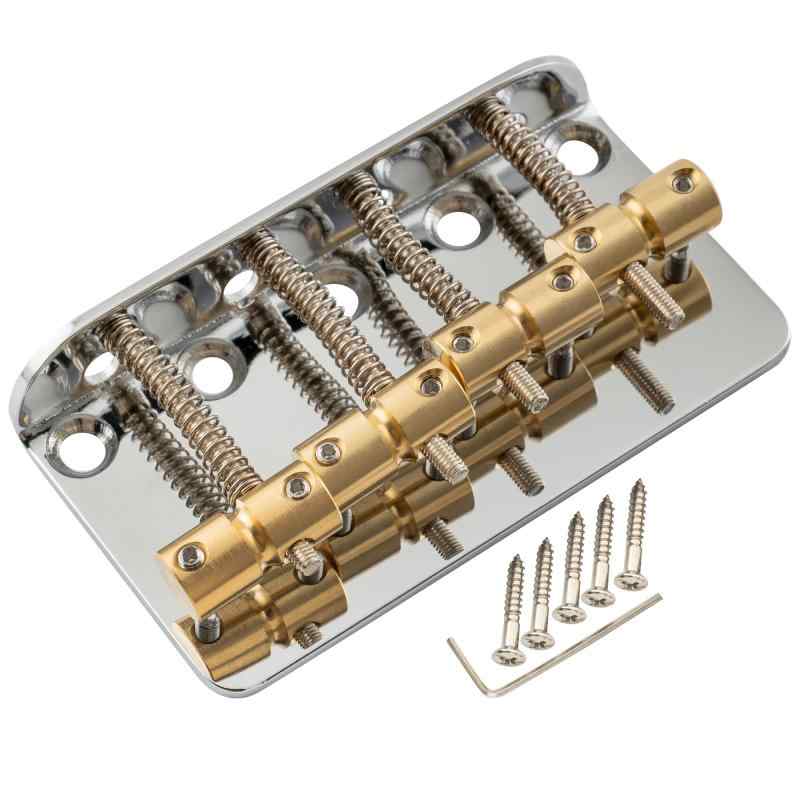 Musiclily Pro 19mm弦ピッチクラシック スタンダード 4弦ベース用ブリッジ ブラスサドル スチールプレート