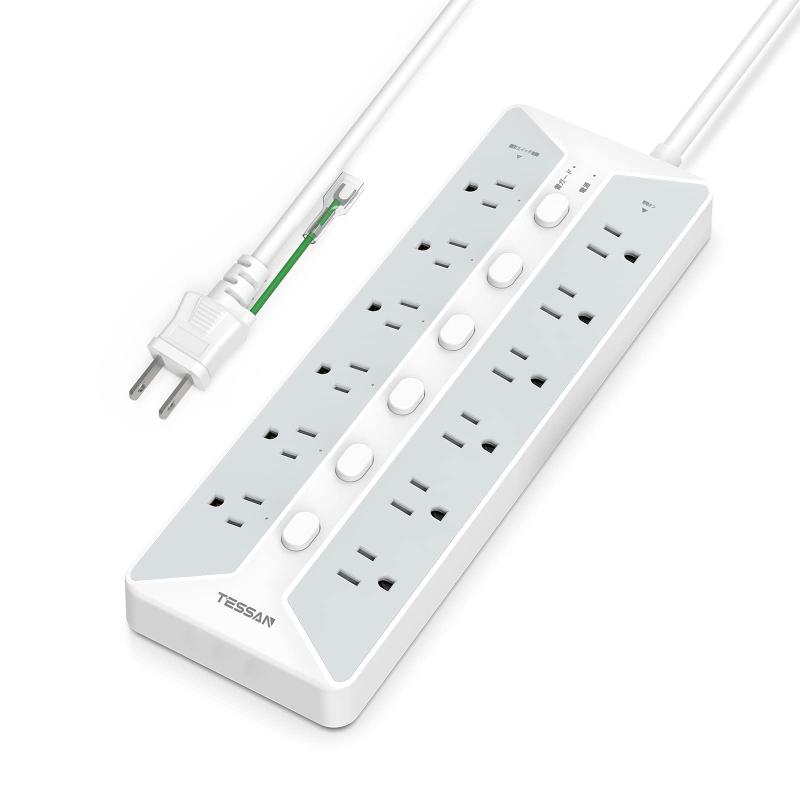 電源タップ スイッチ付き 延長コード usb コンセント TESSAN 12個AC口 3個USBポート テーブルタップ 壁掛け マルチタップ oaタップ 幅広コンセント たこあしコンセント たこ足配線