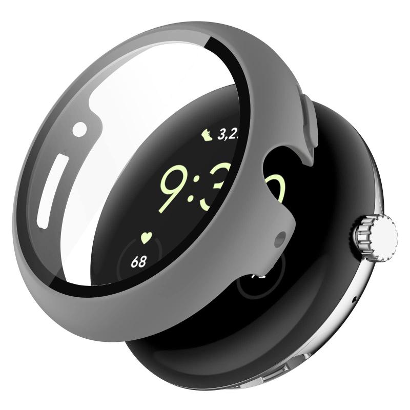 Google Pixel Watch 2/1用 ケース 保護ガラスフィルム一体型 PC+TPE材質 二重構造 全面保護 超薄型 高耐久 装着簡単 耐衝撃 対応 高透過率 指紋防止 傷防止 グーグルピクセルウォッチ カバー