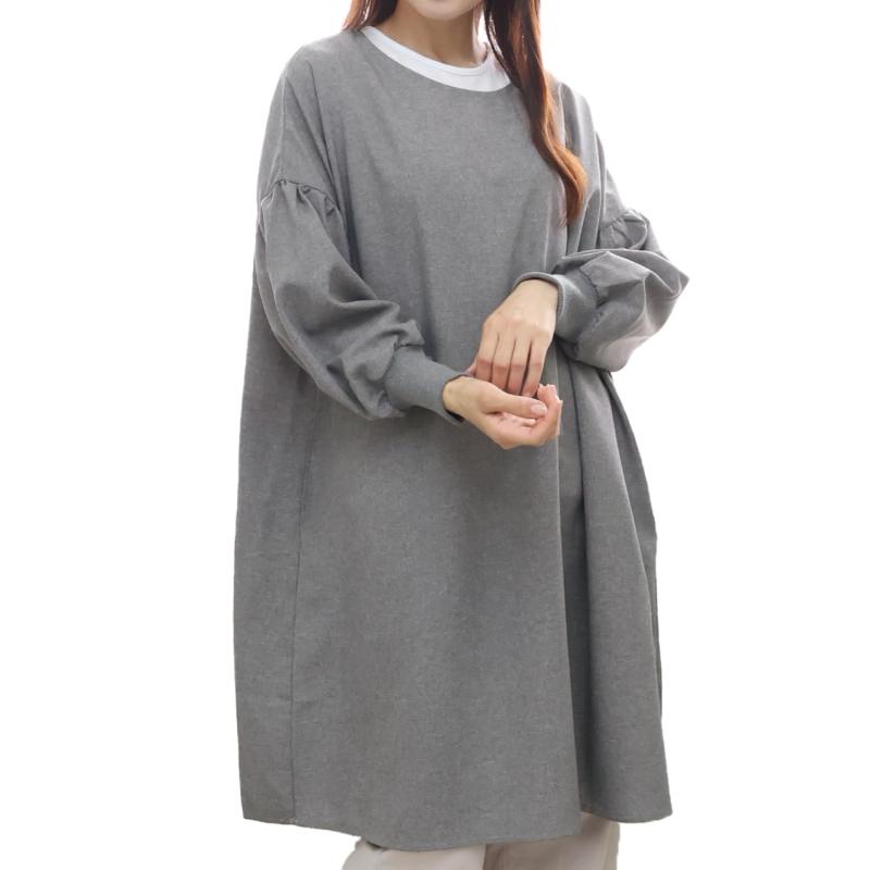 [] 割烹着 かっぽう着 レディース かぶるだけ 可愛い おしゃれ 速乾 シワになりにくい ロング丈 ゆったり リブ袖