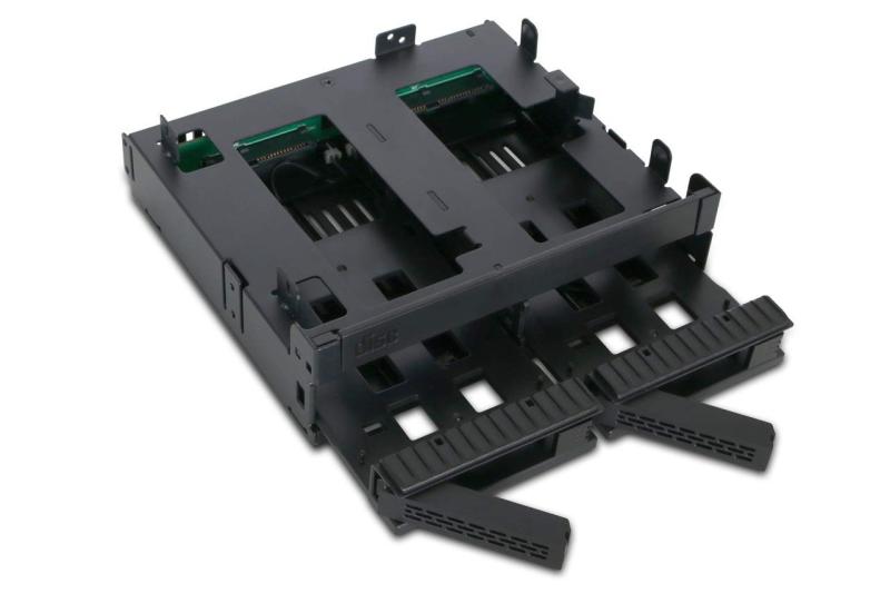 ICYDOCK ExpressCage 5.25"ベイ 複数デバイス搭載 2 x 2.5" SAS/SATA SSD or HDD + Slim(Ultra Slim) ODD | MB732SPO-B
