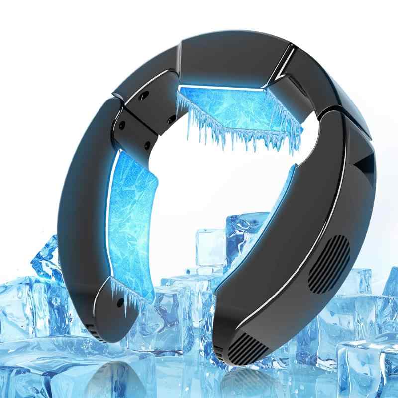 ネッククーラー 冷却プレード 首掛けクーラー ペルチェ素子搭載 強弱モード -17℃瞬間冷却 首掛け扇風機 給電式 静音＆軽量 サイズ調整可 現場 外仕事 父の日プレゼント