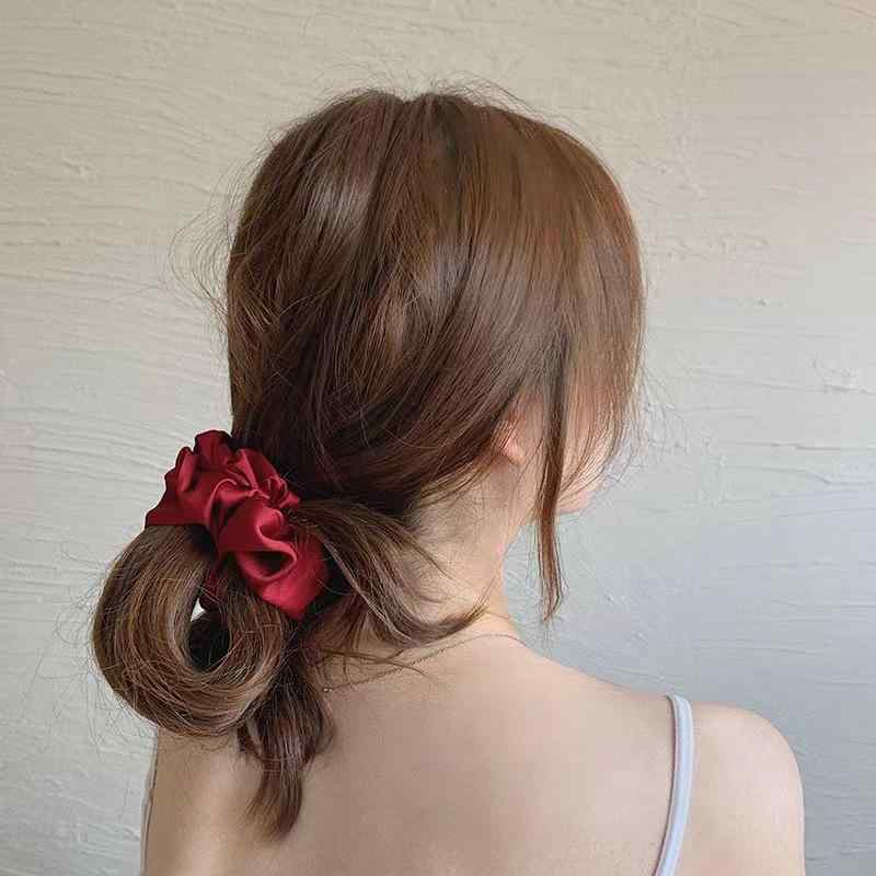 ヘアゴム スクランチー ハンドメイド 韓国風 かわいい おしゃれ ヘアアクセサリー 爽やか 甘め 大きめ 普段使い ヘアアレンジ ベージュ グレー パープル