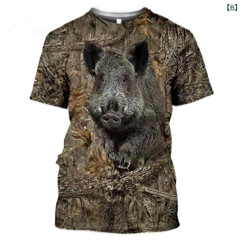 Tシャツ メンズ 半袖 丸首 3Dプリント ウサギ 迷彩 動物 アニマル 柄 ポリエステル カジュアル ストリート系 ゆったり ビッグシルエット トップス 春夏 — vista 2