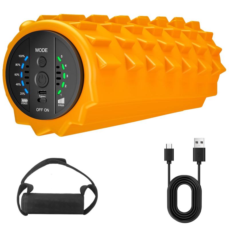 COOBST 振動フォームローラー 電動フォームローラー 5段階強度切替 充電式 バッテリー内蔵 高耐久 EVAフォーム ソリッドコア フィットネス ヨガ スポーツ リカバリ キャリーバッグ付属