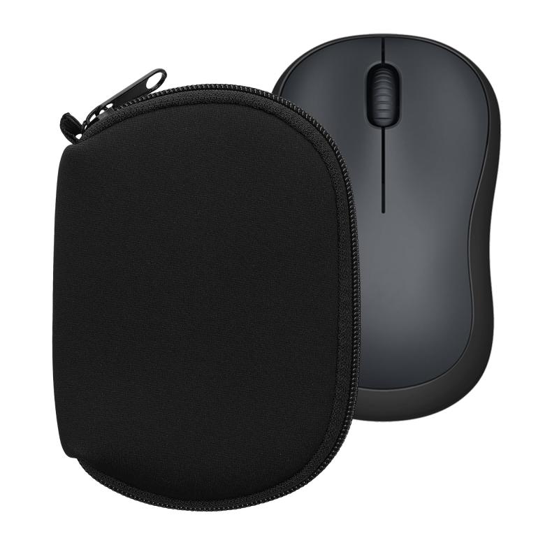 kwmobile マウスケース Logitech M220 SILENT / M235 / M185 / acer OMR266対応 ケース - 無線マウス ジッパー付き ネオプレン 黒色