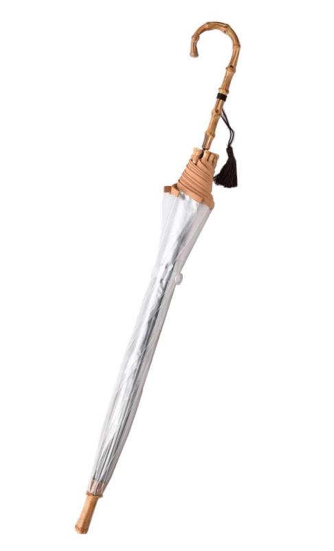 ホワイトローズ 竹跳（たけとび） からし 60cm ジャンプ式長傘 収納袋付き