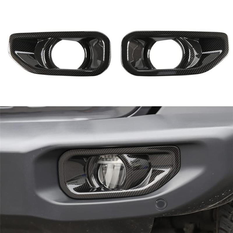 YOCTM フォグランプ カバー ジープ ラングラー JL 2018 2019 2020 2021 2022 2023 フォグライトフレームステッカー カスタム パーツ 外装 (カーボン調)(2)