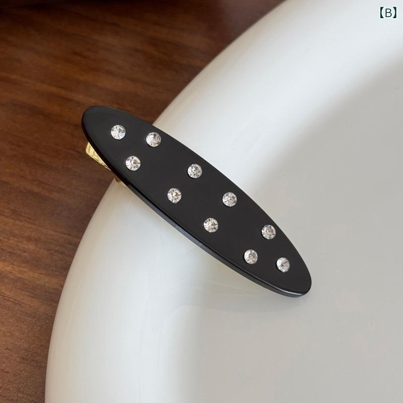 ヘアクリップ レディース アセテート ラインストーン キラキラ レトロ 高級感 前髪...