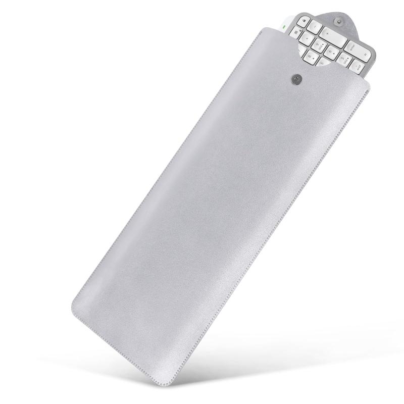 Geekria スリム キーボード スリーブ ケース、ビーガンレザー トラベル ポータブル バッグ、ロジクール Logicool MX Keys S/MX Keys / MK955、Apple Magic Keyboard テンキー付き (ライトグレー)