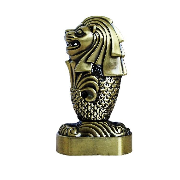 置物 シンガポール マーライオン 動物 金属 合金 工芸品 古銅色 アンティークブロンズ 旅行記念 お土産 プレゼント ギフト オブジェ インテリア 飾り