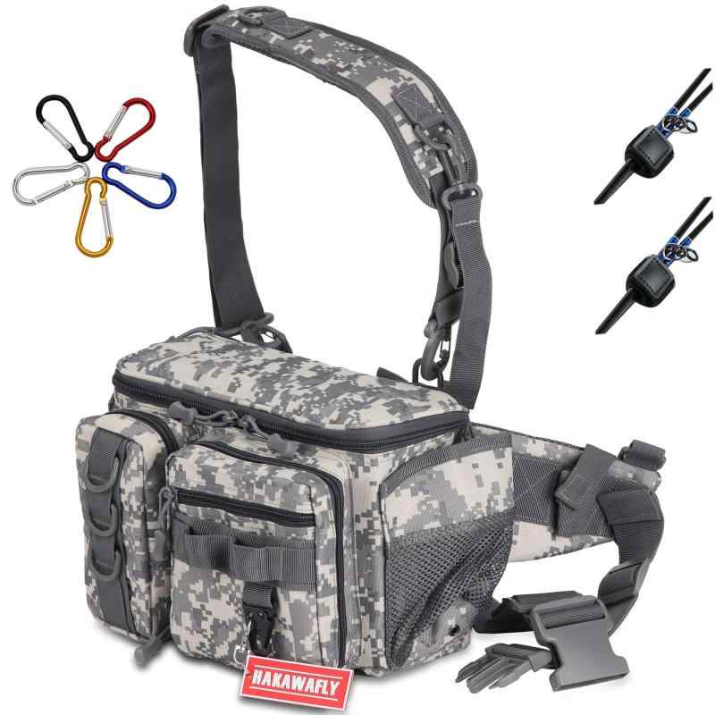 HAKAWAFLY(ハカワフライ)釣り バッグ 広口 大容量 ウエストバッグ 幅広 フィッシングバッグ 5WAY タッ..