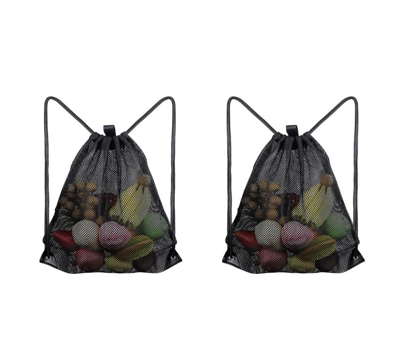 DIFEIUKI メッシュバッグ 2枚入 ビーチバッグ ドローストリングバッグ リュック 肩掛け 速乾 軽量 シューズ 着替え収納 持ち運び便利 温泉/水泳/海水浴/ビーチ/ジム/お風呂/プール 水泳用品 男(4.0)