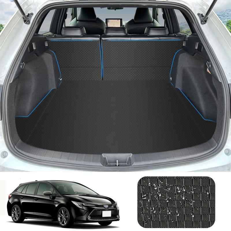 YORKNEIC カローラツーリング ラゲッジマット 210系 2019年～ 上段用 背もたれカバー付き 背面カバー 車種専用 トランクマット カーゴマット 合成革材質 耐汚れ 防水 おしゃれ ブラック