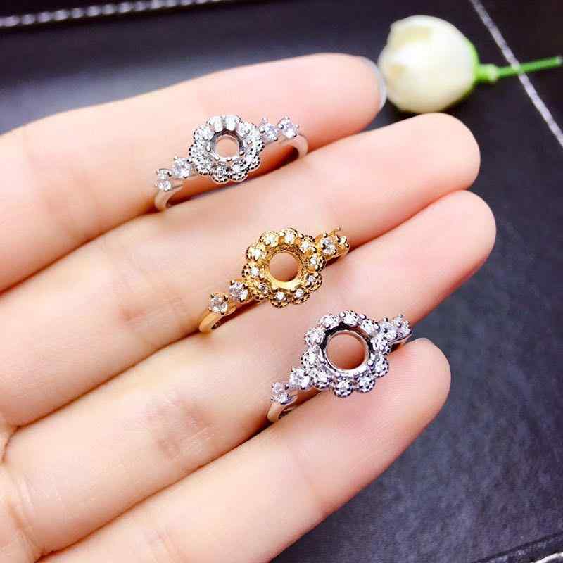 Rakuten - 指輪 リング レディース 925シルバー 18Kホワイトゴールド イエローゴールド ラウンド4mm 5mm 6mm 空枠 フリーサイズ