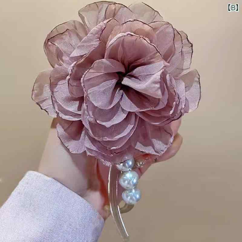 ヘアアクセサリー レディース バンスクリップ ツイスト 花 フラワー 高級感 お団子...