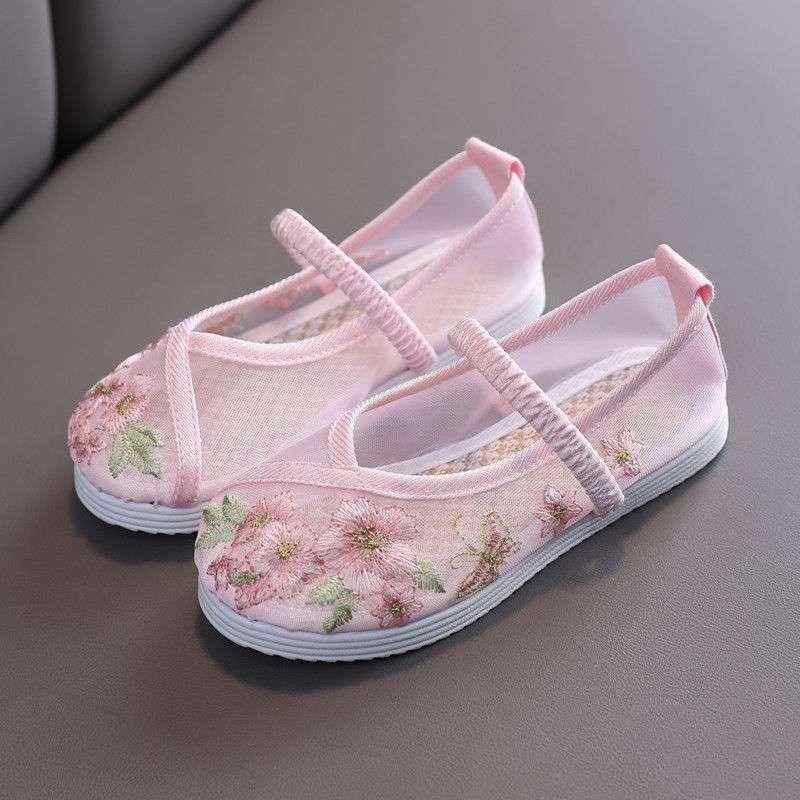 ・カラー展開: 白、ピンク・対象年齢: 4-6歳・対象: 女子・靴底素材: 牛筋・靴高さ: 中帮・アッパー素材: 綿・スタイル: 中国風・用途: 汎用・着用方法: スリッポン