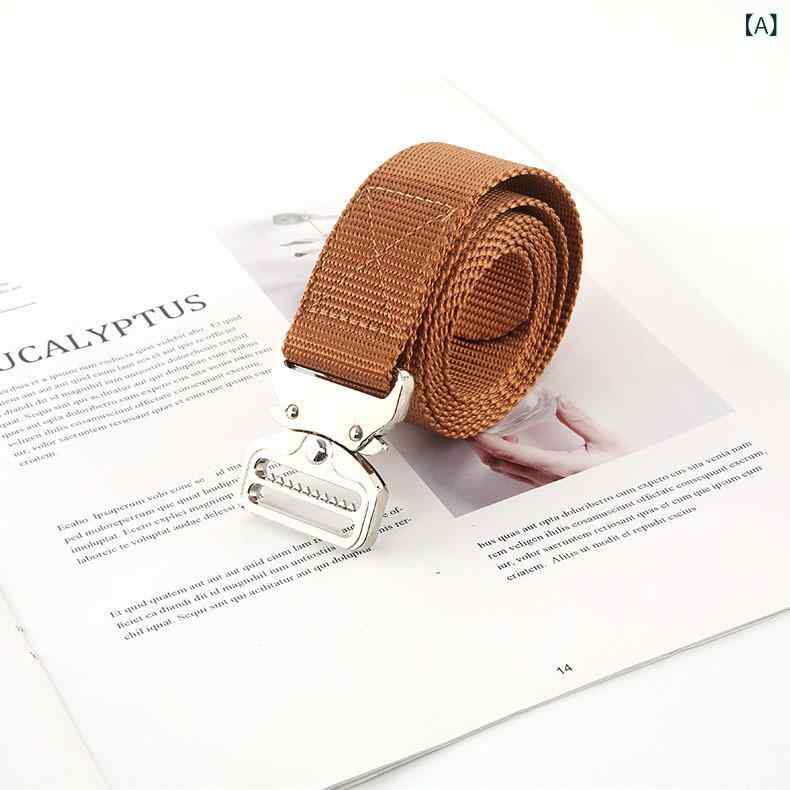 bloomelierのベルト レディース 女性用 タクティカルベルト カーゴパンツ ワークパンツ ミリタリー クイックリリース機能バックル スリム 細身 ロング キャンバス地 ブラック アウトドア カジュアル｜アングル2