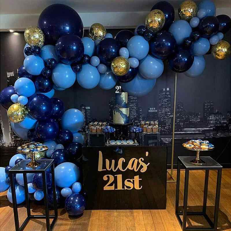 バルーン パーティー 飾り付け 開業祝い デコレーション スパンコール グリッター 星空柄 ネイビーブルー 濃紺 ラテックス 丸型 イベント ガーランド キット セット
