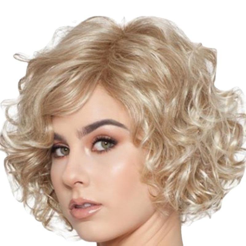 ウィッグ 女性用 フルウィッグ 欧米風 エキゾチック ショートヘア アフロヘア ボリューム 巻き髪 ビッグカール ブラック センターパート マシンメイド 耐熱