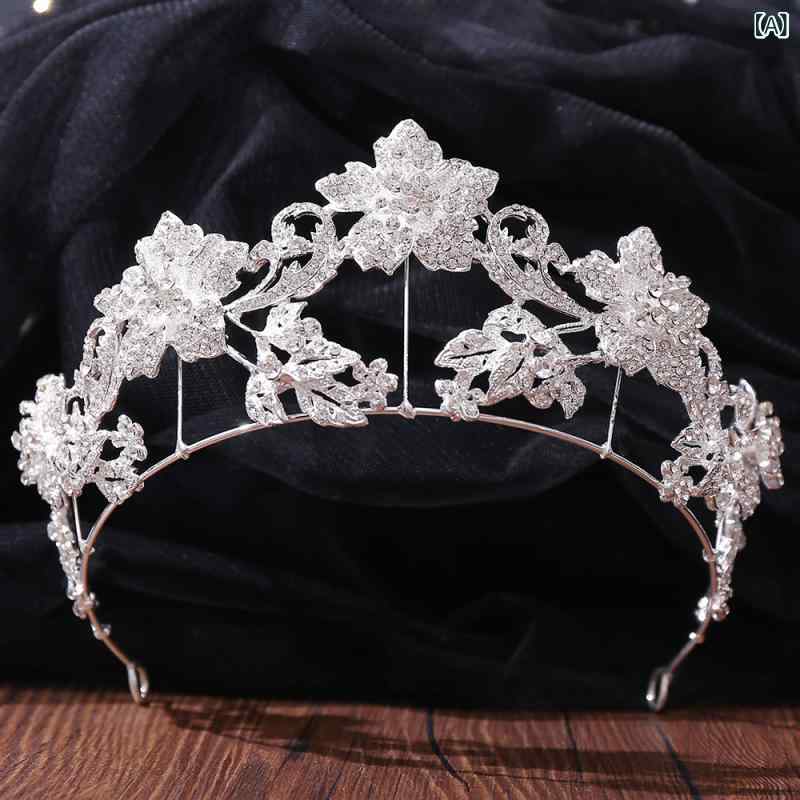 bloomelierのヘッドドレス レディース 花嫁 ウェディング カチューシャ ティアラ ラインストーン ジルコニア フラワーモチーフ 合金製 結婚式 披露宴 二次会 フォーマル ブライダルアクセサリー 華やか エレガント｜アングル2
