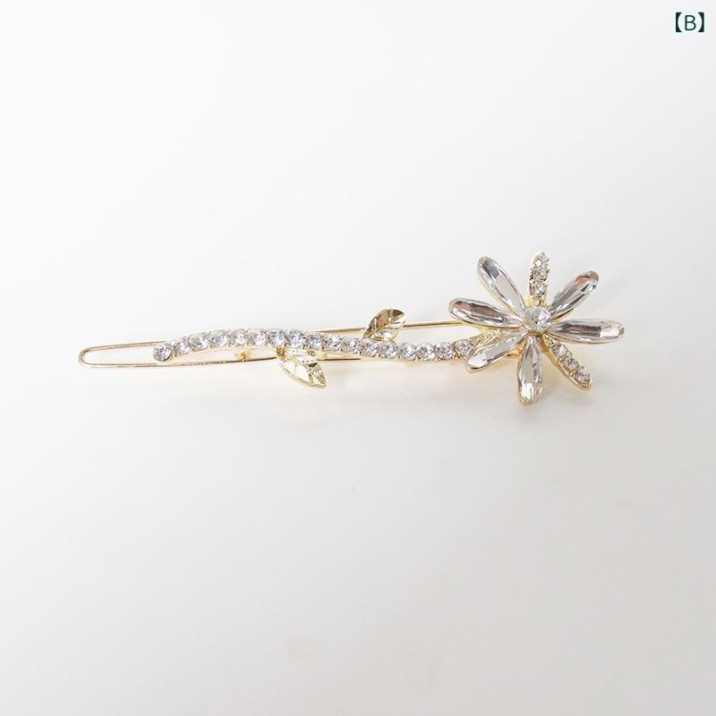 ヘアクリップ レディース ヘアアクセサリー 花モチーフ ラインストーン パール風 ...