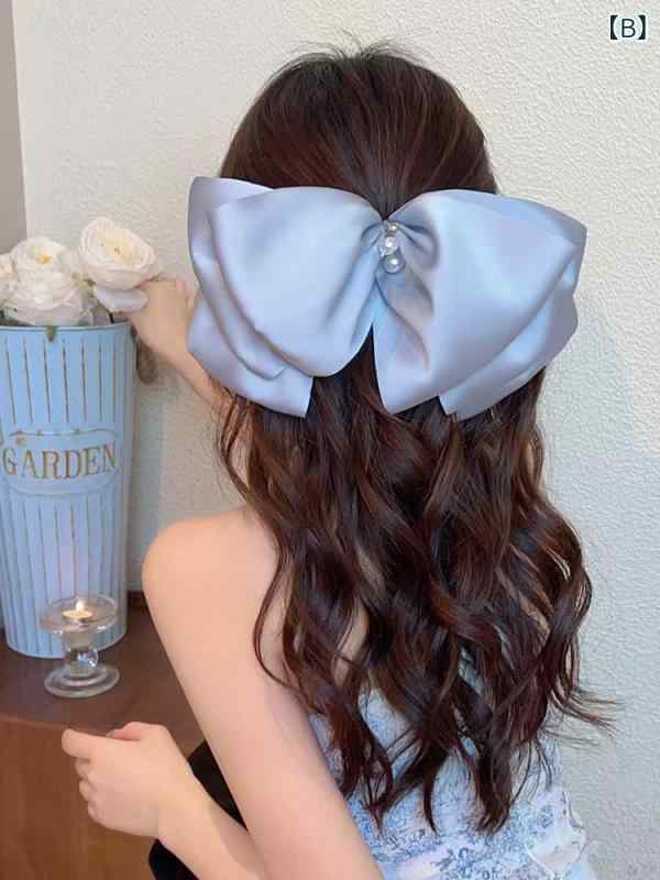ヘアアクセサリー レディース 華やかフラワー リボン 高級感 パール装飾 ビッグヘ...