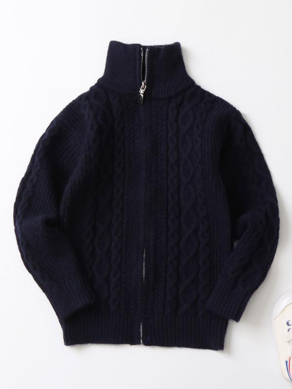 キッズ 男の子 ジュニア スタンドカラー ラムウール コットン混 セーター ニット…
