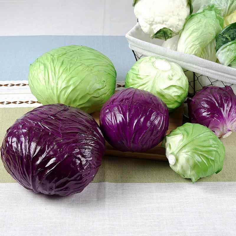 おもちゃ 子供用 リアルな フェイク野菜 キャベツ 白菜 模型 紫キャベツ ディスプレイ インテリア 飾り付け 小道具 知育玩具 グリーン パープル 店舗装飾 撮影小物